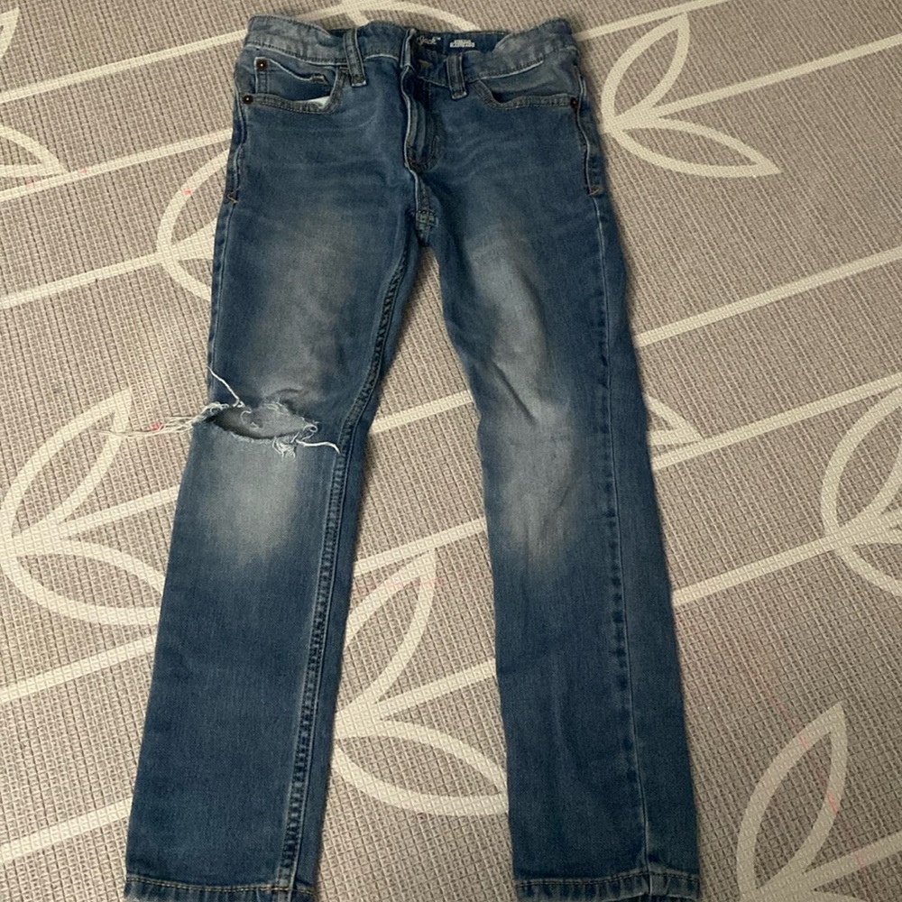 Cat & Jack, size 8, Skinny jeans and stretch, ripped on right knee-no brand